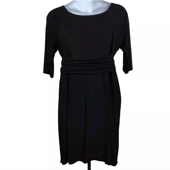 IGIGI Solid Black Stretchy Faux Wrap Dress Formal Cocktail Plus Size 18/20 - Picture 4 of 14